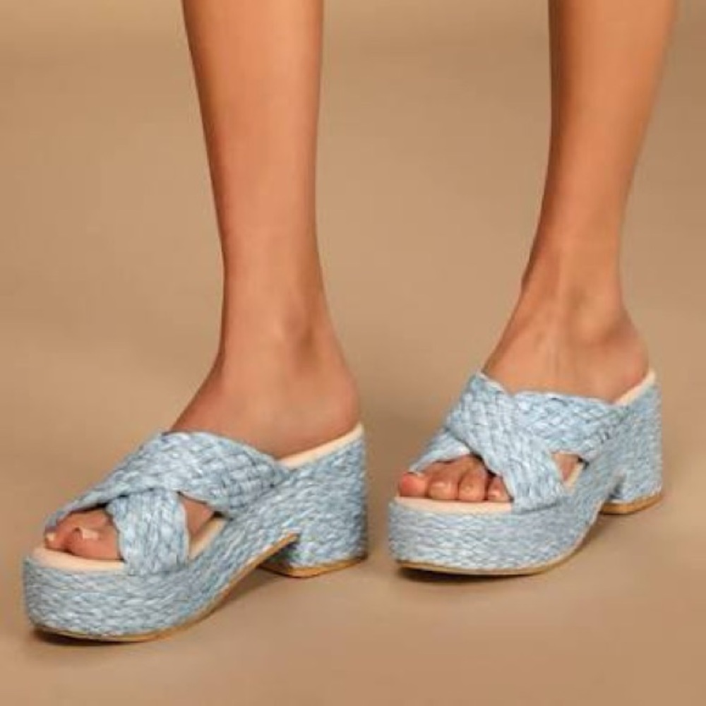 Matisse Women's Blue Woven Platform Sandals